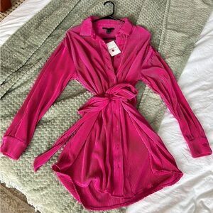 Pink long sleeve ribbed dress